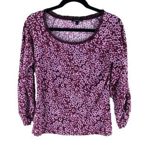 Jacob Burgundy Floral ¾ sleeve top size Large